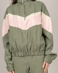 TENSIONE IN - 26M4582 - FELPA SETA LAVATA MEZZO COLLO MILITARE/ROSA/GESSO