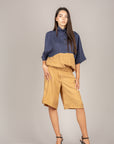 TENSIONE IN - 26M4721 - FELPA BICOLOR IN MISTO CUPRO BLU/CAMEL
