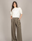 TENSIONE IN - 26P4364 - PANTALONE PALAZZO CON PINCES SALVIA