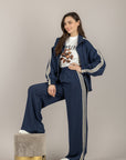 TENSIONE IN - 26B4050 - GIACCA CHIUSURA LAMPO BANDE LATERALI BLU