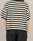 VICOLO - 2AB2066 - MAGLIA POLO RIGATA MANICA CORTA PANNA NERO