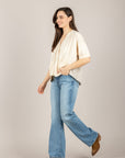 VICOLO - 2AB2113 - CARDIGAN MEZZA MANICA DOPPIO TESSUTO PANNA