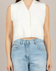 VICOLO - 2AB2118 - CARDIGAN CROP CON TASHINI NATURALE