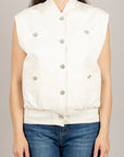 TENSIONE IN - 39061 - GILET PUNTO MILANO BOTTONI GIOIELLO BURRO