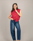 TENSIONE IN - 39061 - GILET PUNTO MILANO BOTTONI GIOIELLO ROSSO
