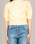 VICOLO - 7AB7062 - MAGLIA GIROCOLLO MANICA PALLONCINO GIALLO PAGLIERINO