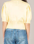 VICOLO - 7AB7062 - MAGLIA GIROCOLLO MANICA PALLONCINO GIALLO PAGLIERINO