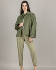DIXIE - P027A143 - PANTALONE SALVIA A SIGARETTA CON PINCES