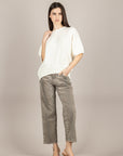 Jeans crop animalier Bloom Betta - 100% cotone grigio