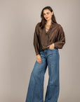 DIXIE - CFNI1LZ - BLUSA GOFFRATA INCROCIATA MORO