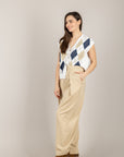 TENSIONE IN - 26P4046 - PANTALONE BALLOON CON PINCES SABBIA