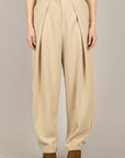 TENSIONE IN - 26P4046 - PANTALONE BALLOON CON PINCES SABBIA