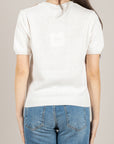 TENSIONE IN - D75630 - MAGLIA MANICA CORTA A ROMBI BURRO/BLU/CAMEL