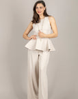 TENSIONE IN - HG1349 - TUTA PEPLUM TESSUTO TECNICO SABBIA