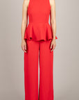 TENSIONE IN - HG1349 - TUTA PEPLUM TESSUTO TECNICO ROSSO