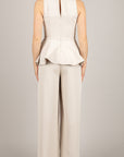 TENSIONE IN - HG1349 - TUTA PEPLUM TESSUTO TECNICO SABBIA