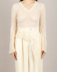 TENSIONE IN - PE260146 - MAGLIA ASIMMETRICA CON PIZZO ECRU