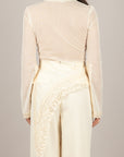 TENSIONE IN - PE260146 - MAGLIA ASIMMETRICA CON PIZZO ECRU