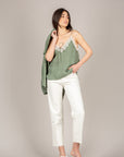 HAVEONE - RNO-Q106 - CANOTTA CON BRETELLE E DETTAGLIO PIZZO MILITARE