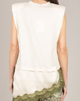 MOTEL - S26M896 - MAGLIA DOPPIO TESSUTO ASIMMETRICA BURRO