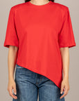 DIXIE - T262A117 - T-SHIRT ASIMMETRICA CON SPALLINE ROSSO