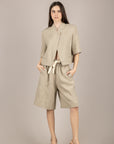 VICOLO - TAB1920 - BERMUDA IN MISTO LINO CON COULISSE SABBIA