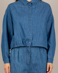 VICOLO - TAB1942 - CAMICIA CROP DENIM BLU