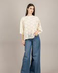 IMPERIAL - TV58LEY - T-SHIRT IN PIZZO PANNA