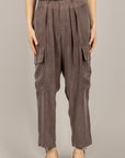 TENSIONE IN - PE26-4211 - PANTALONE CARGO CON CINTA MOKA