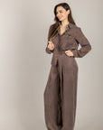 TENSIONE IN - PE26-4212 - PANTALONE CON ELASTICO POSTERIORE MOKA