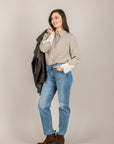 VICOLO - TAB1127 - CAMICIA A QUADRETTI CON POLSINI IN PIZZO MORO PANNA