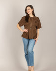 VICOLO - UAB0020 - T-SHIRT ARRICCIATURA PUNTO VITA CAFFE'