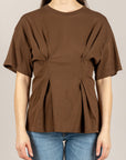 VICOLO - UAB0020 - T-SHIRT ARRICCIATURA PUNTO VITA CAFFE'