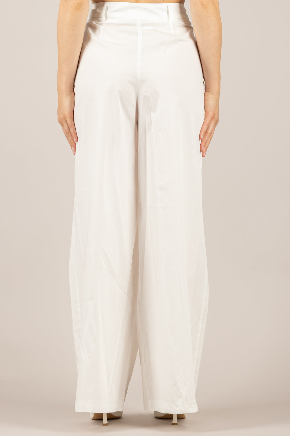 TENSIONE IN - 26P4835 - PANTALONE PALAZZO IN COTONE WHITE