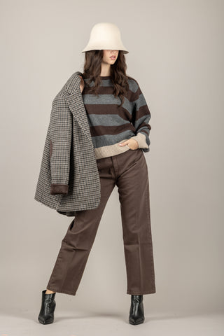 TENSIONE IN - D82002 - MAGLIA A RIGHE GIROCOLLO