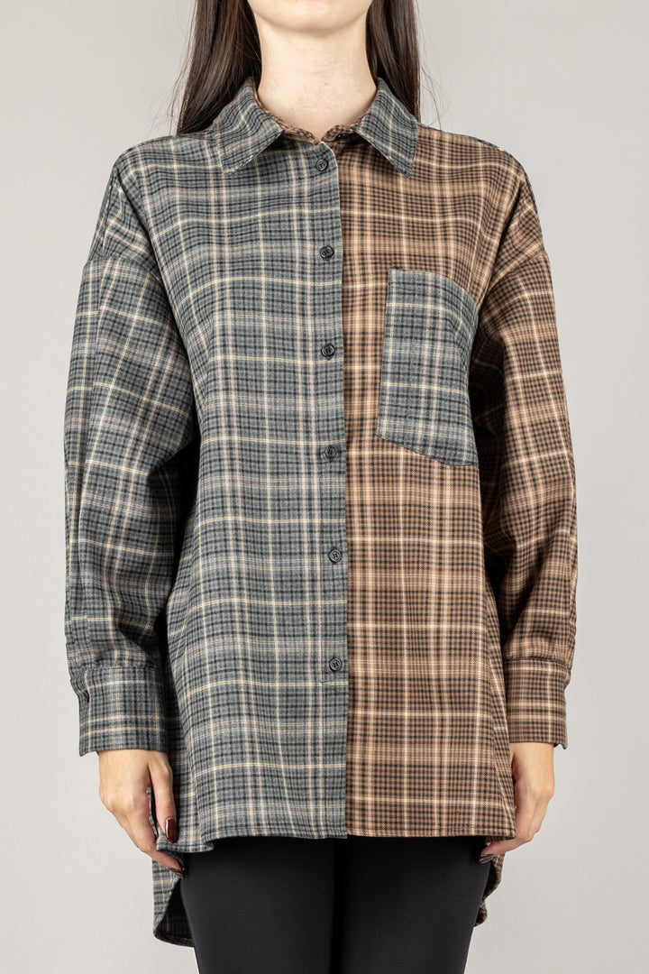 DIXIE - CFIEYMC - CAMICIA DETTAGLIO BICOLOR CON TASCA