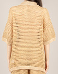 VICOLO - 5AB5016 - CARDIGAN IN CROCHET MICRO PAILLETTES BEIGE