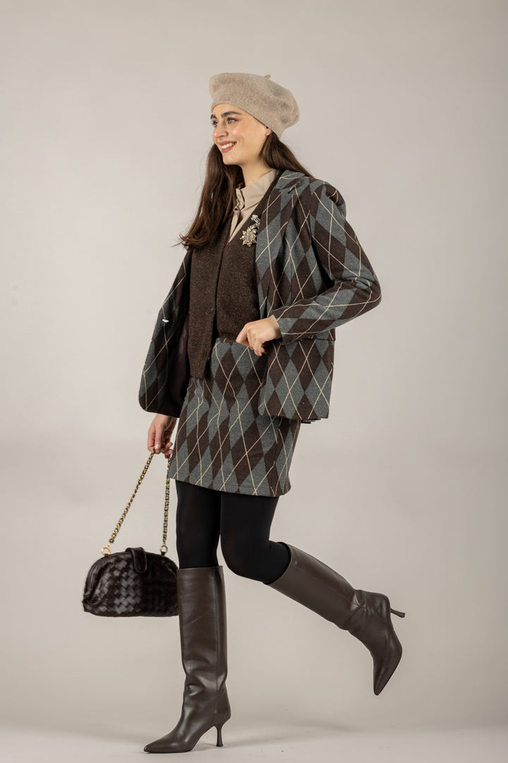 TENSIONE IN - 26B1652 - GIACCA A ROMBI MONOPETTO