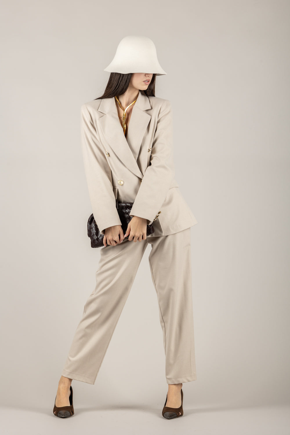 TENSIONE IN - 26B1351 - GIACCA DOPPIO PETTO BOTTONE GIOIELLO