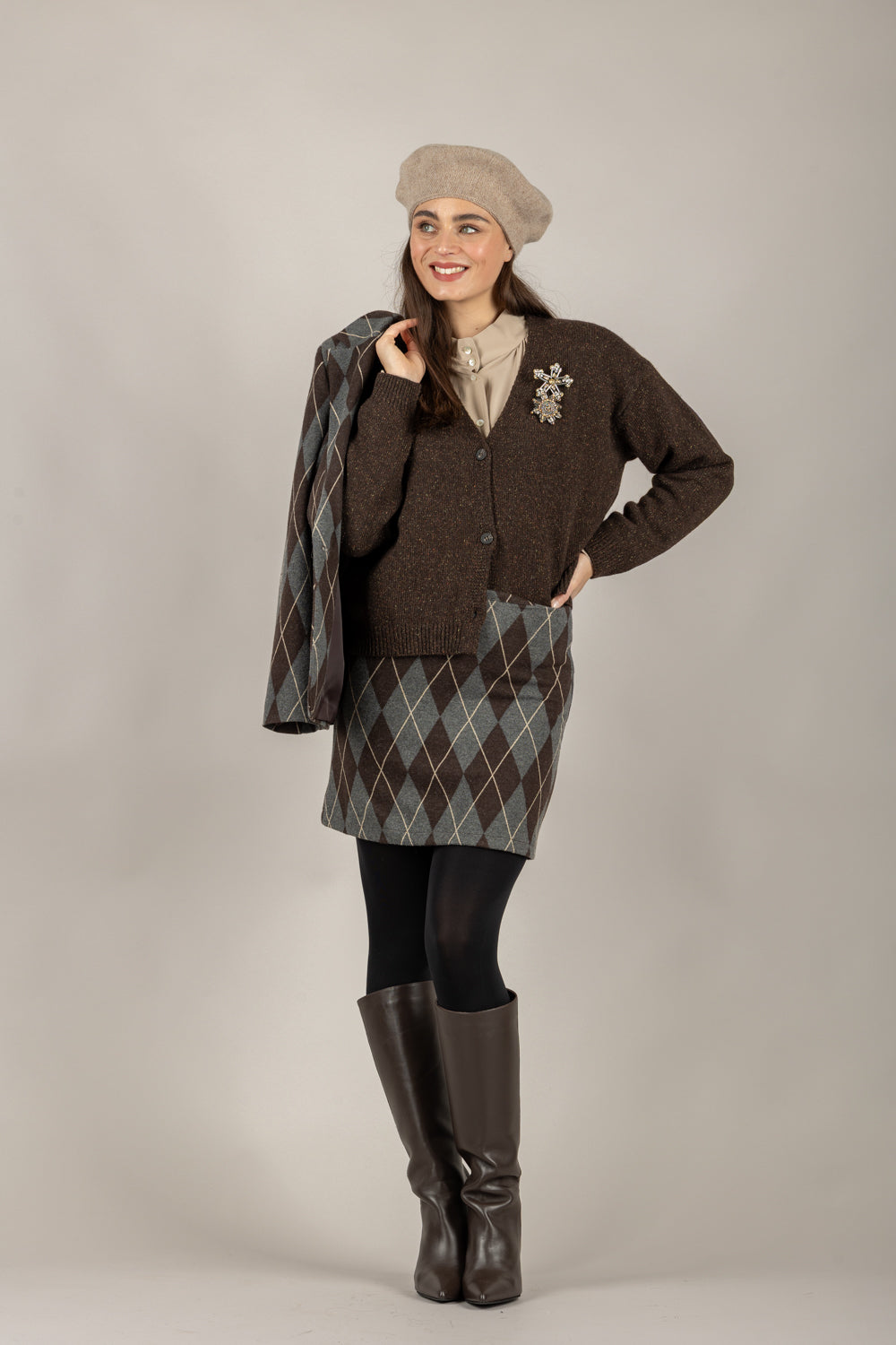 TENSIONE IN - D82046 - CARDIGAN CON APPLICAZIONI