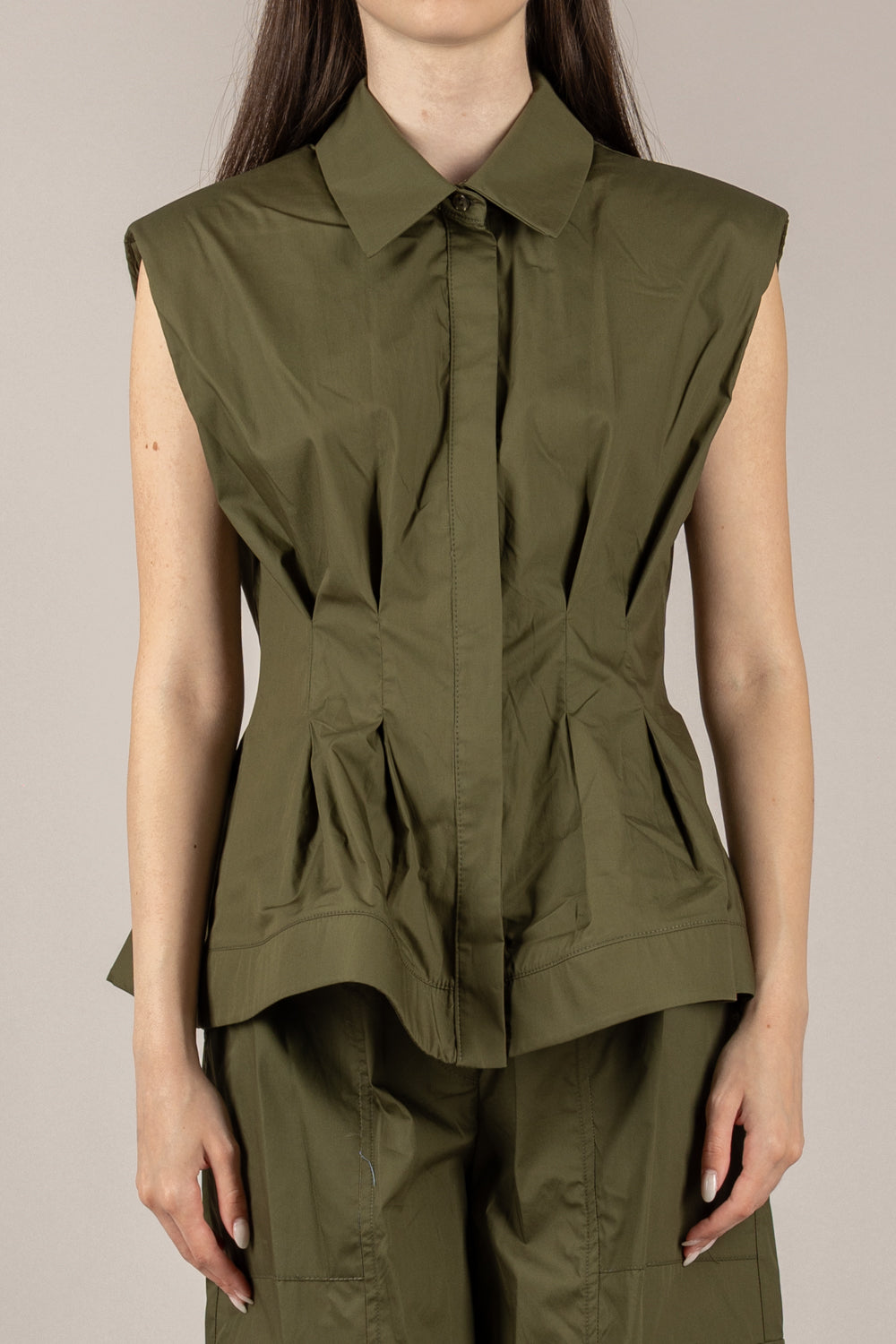 TENSIONE IN - 26C5093 - CAMICIA SFIANCATA IN COTONE MILITARE