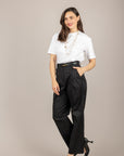VICOLO - TAB1900 - PANTALONE GAMBA DRITTA CON PINCES NERO