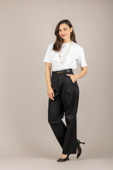 VICOLO - TAB1900 - PANTALONE GAMBA DRITTA CON PINCES NERO