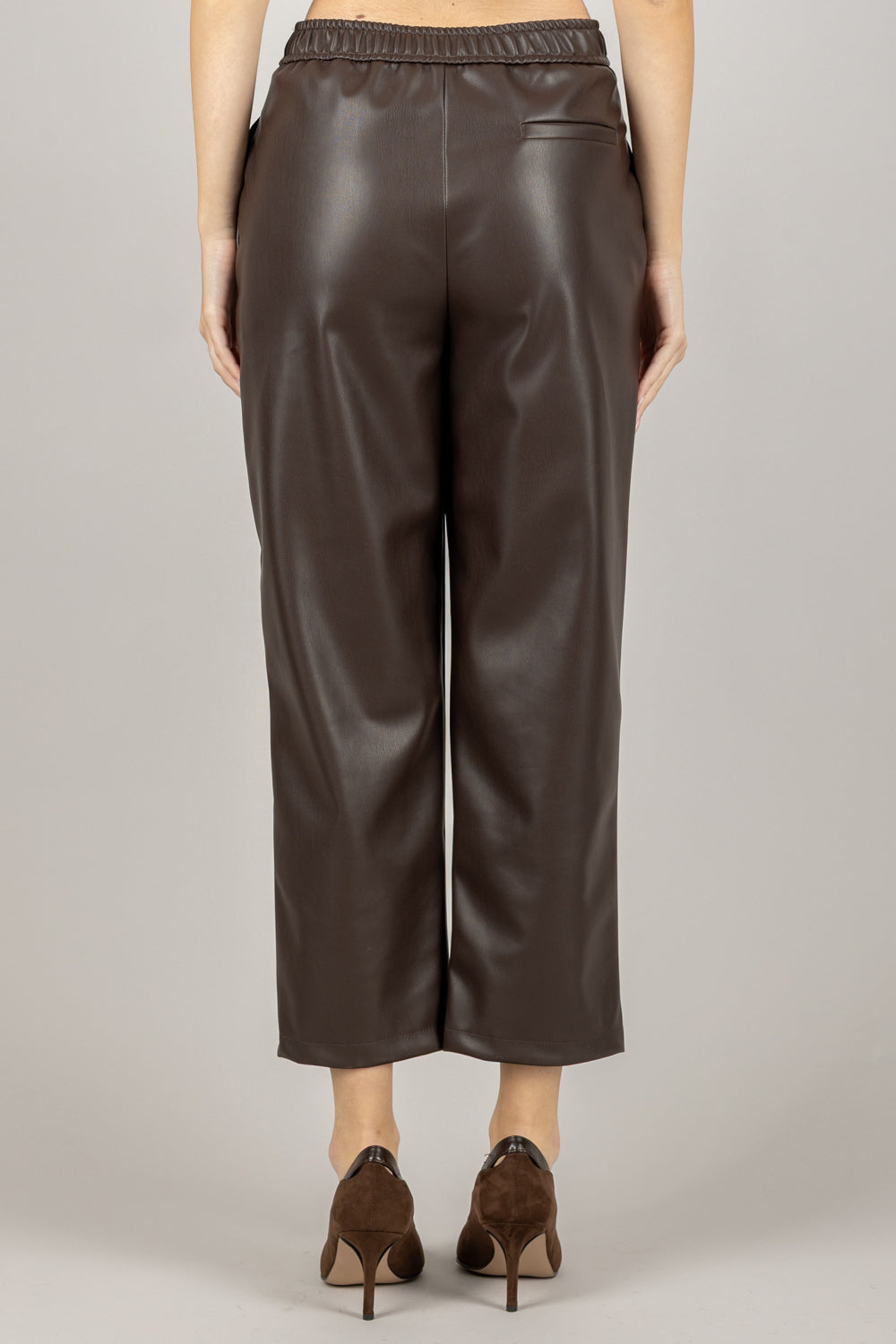 VICOLO - TF1806 - PANTALONE ECOPELLE CON COULISSE