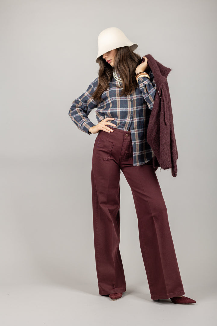 TENSIONE IN - CJ12707 - JEANS PALAZZO CON TASCHINI