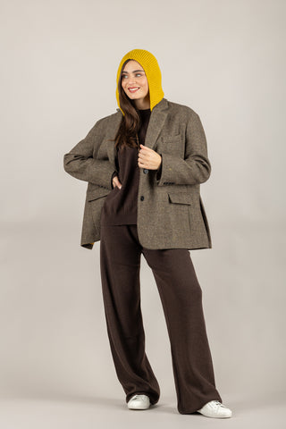 VICOLO - TF2004 - GIACCA SPIGATA CON CAPPUCCIO REMOVIBILE