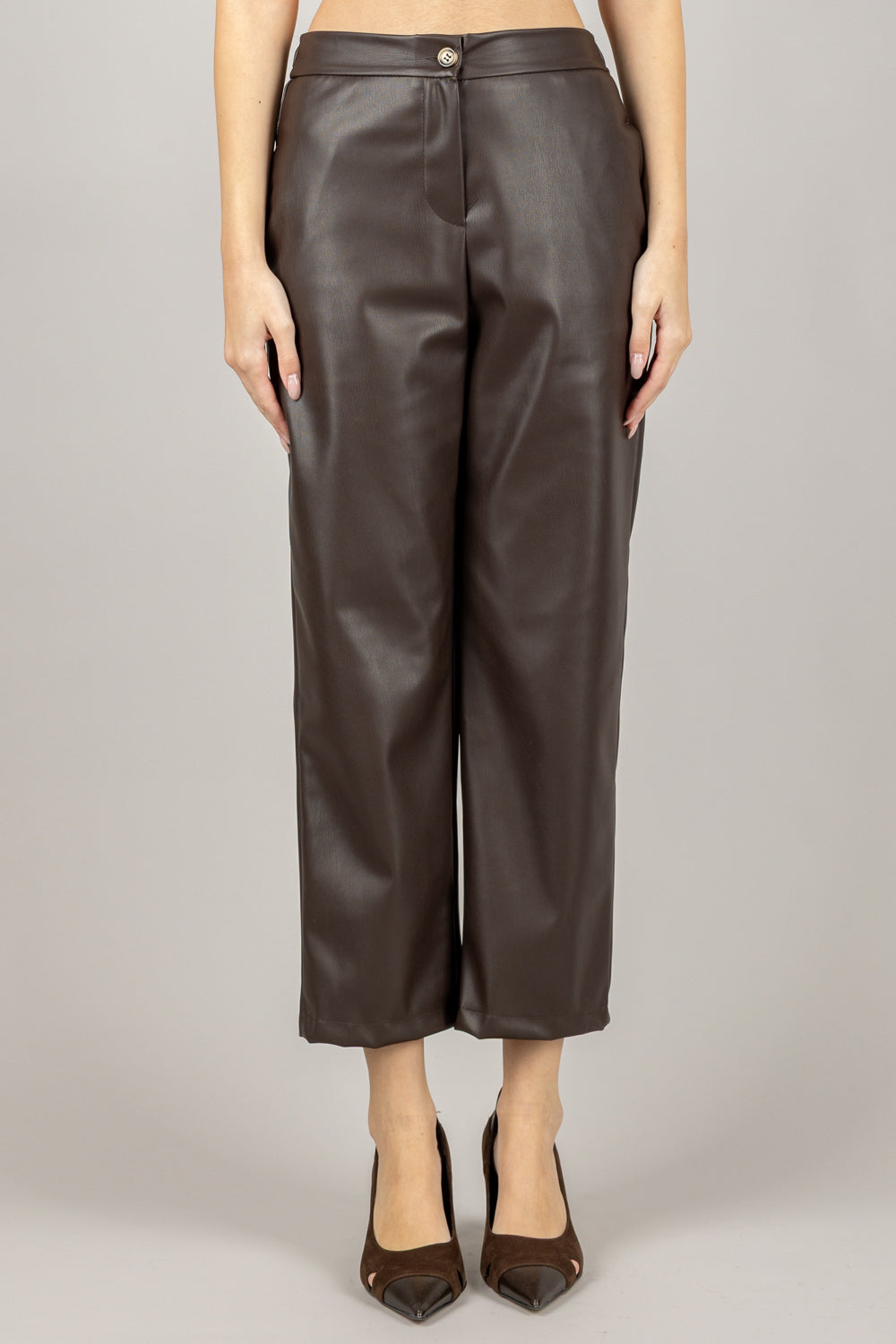 VICOLO - TF1806 - PANTALONE ECOPELLE CON COULISSE