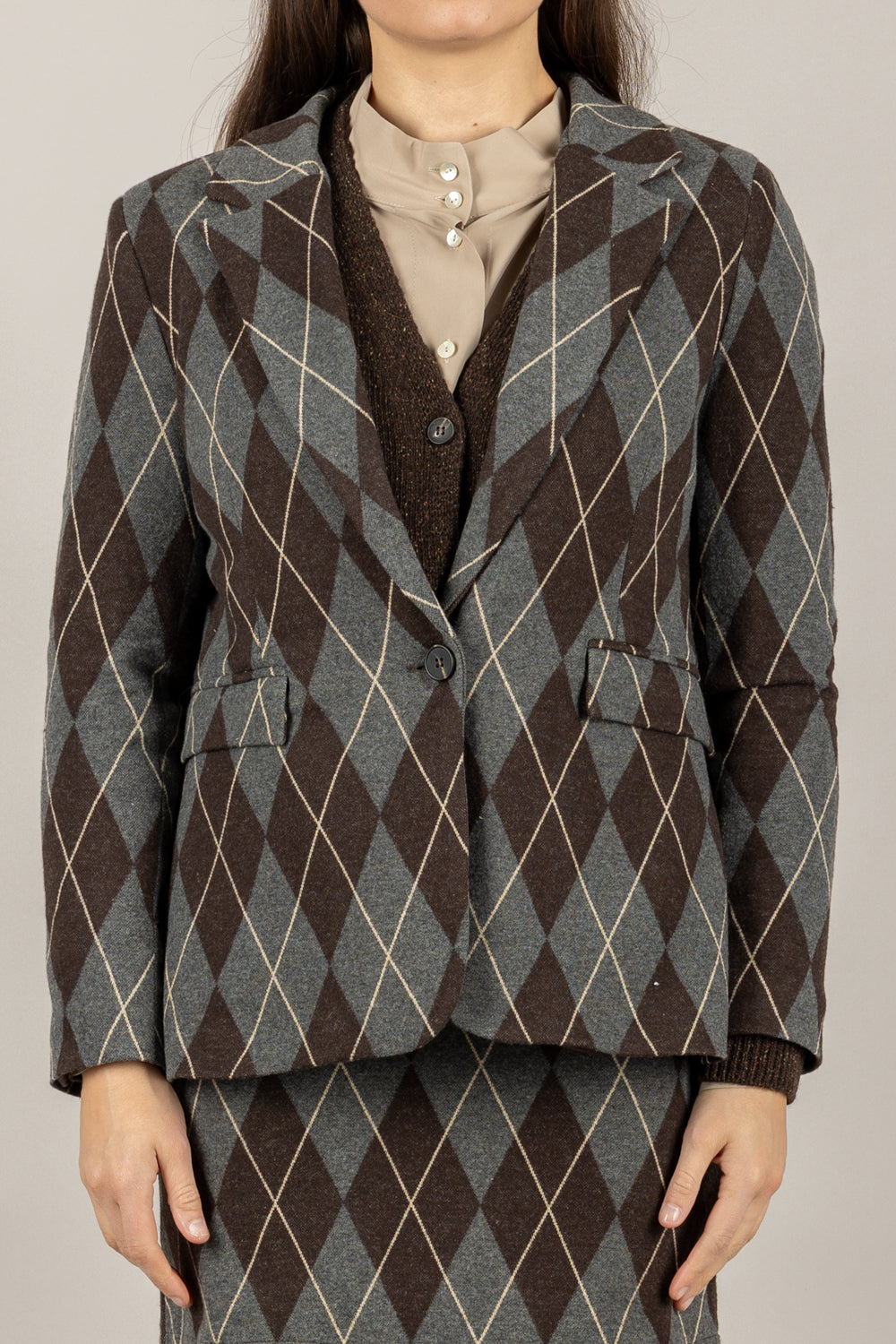 TENSIONE IN - 26B1652 - GIACCA A ROMBI MONOPETTO