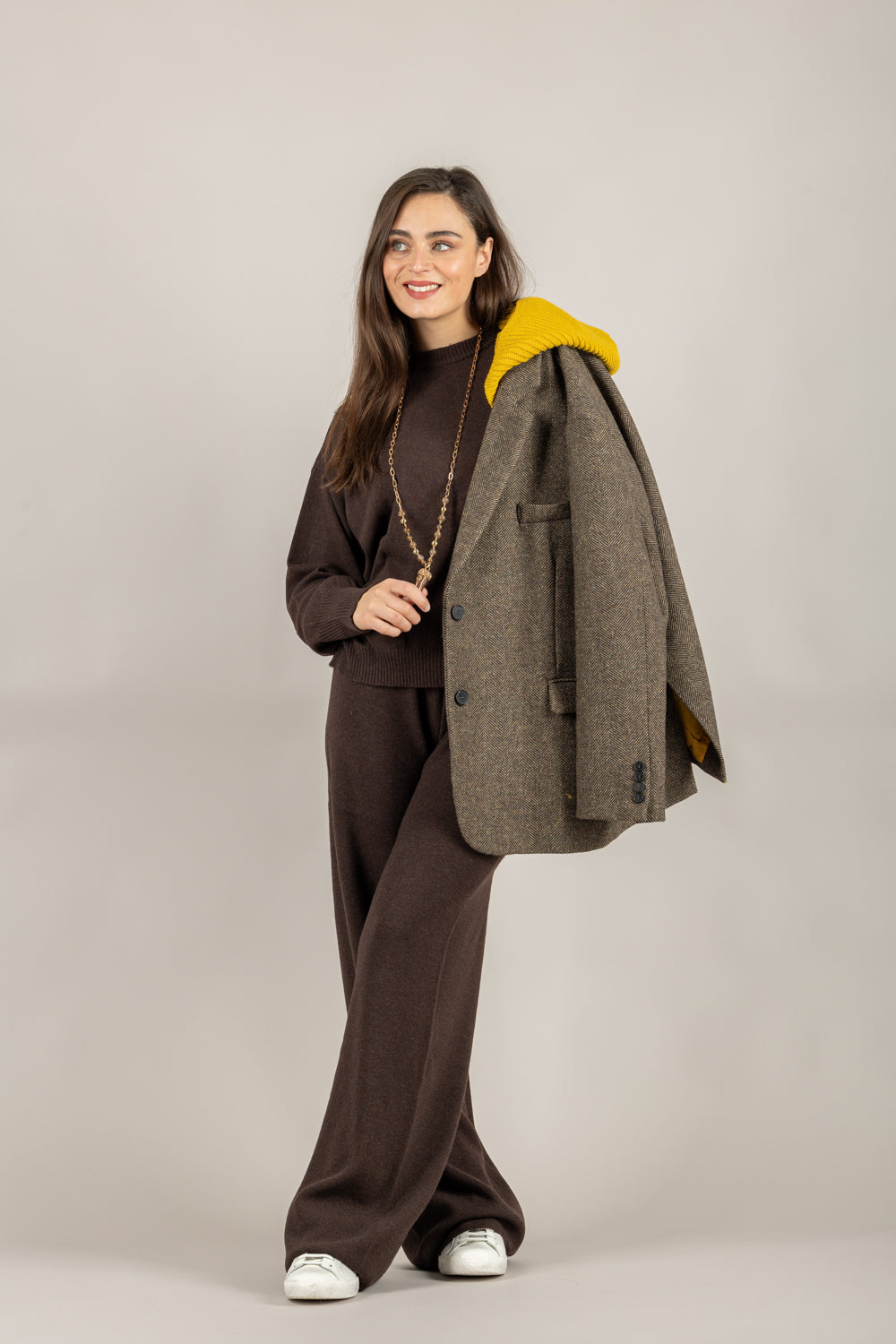 VICOLO - 22107F - PANTALONE IN MAGLIA MISTO LANA