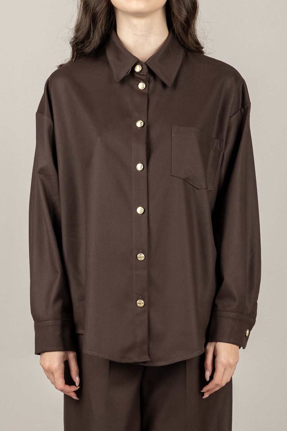 TENSIONE IN - 26C1361 - CAMICIA BOTTONI GIOIELLO CON TASCHINO